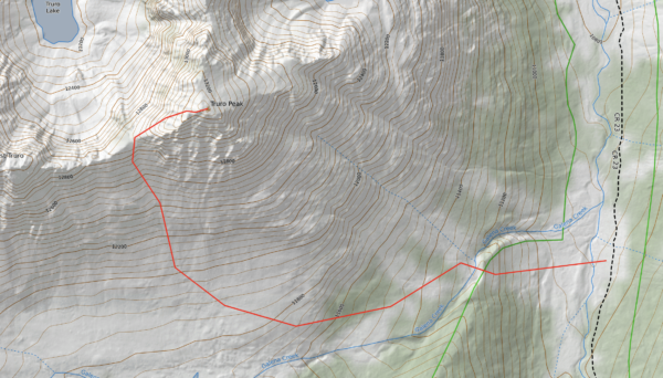 A map of the route to the summit of Truro.